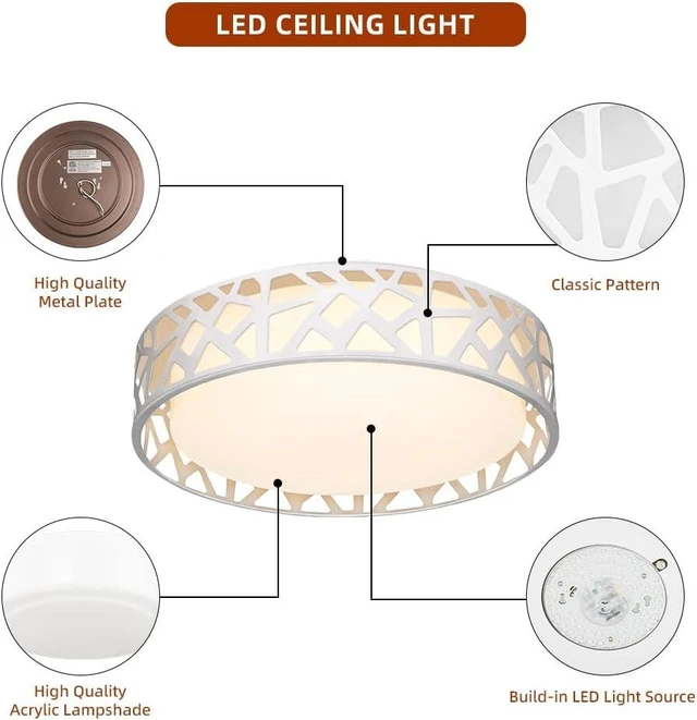 Alt view image 3 of 7 - Flush Mount Ceiling Light Fixture,20W 1400 Lumens LED Ceiling Lights