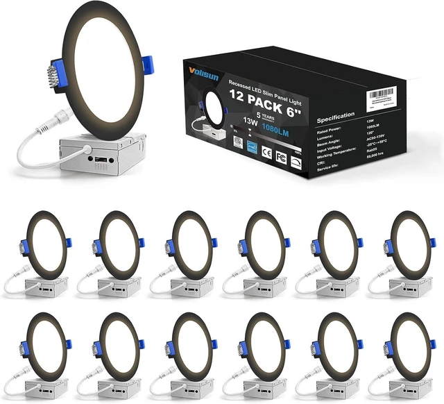 Main image of VOLISUN 12 Pack 6 inch Recessed Lighting, 5CCT, 3W Eqv 120W, 1080LM