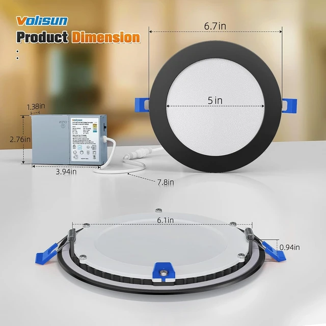 Alt view image 4 of 7 - VOLISUN 12 Pack 6 inch Recessed Lighting, 5CCT, 3W Eqv 120W, 1080LM