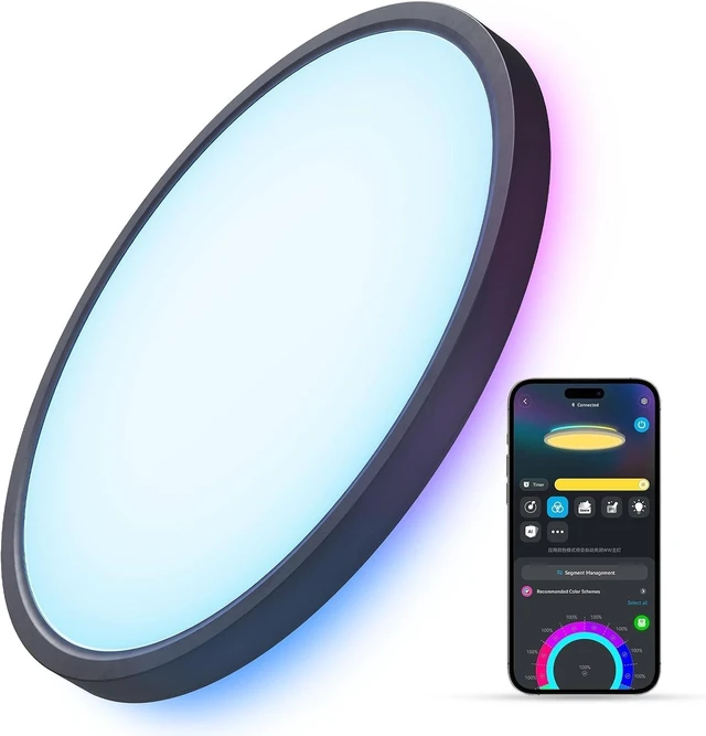 Main image of Govee Smart Ceiling Light, RGBIC 2400LM 2700K-6500K 12 Inch 1 Pack Black