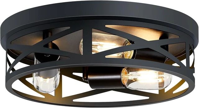 Main image of SKEJAO Flush Mount Ceiling Light Fixture,3-Light Ceiling Light Fixture,Black Hallway Light Fixtures Ceiling,Light Fixtures Ceiling Mount for Kitchen,Farmhouse,Hall,Bedroom,Bathroom (1 Pack)