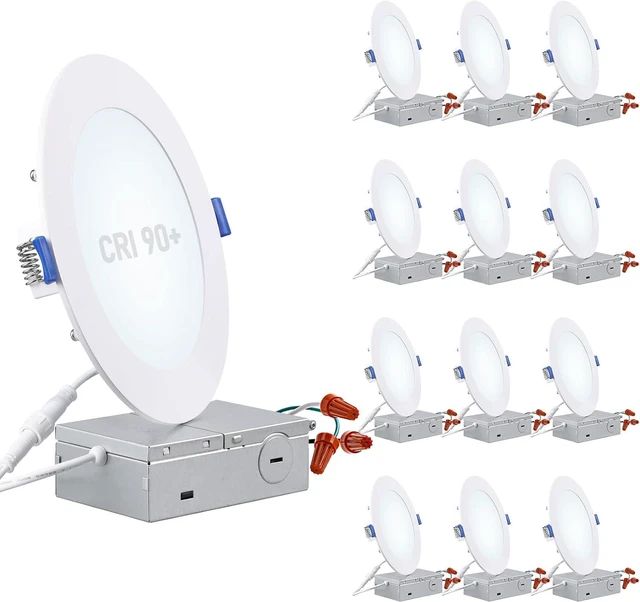 Main image of TORCHSTAR 12-Pack 6 Inch Ultra-Thin LED Recessed Light, CRI90 12W, 5000K