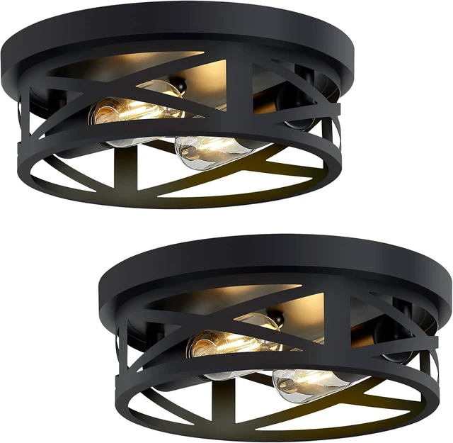 Main image of SKEJAO Flush Mount Ceiling Light Fixture,Black 2-Light Hallway Light Fixtures Ceiling,Light Fixtures Ceiling Mount for Farmhouse,Kitchen,Hall,Bedroom,Bathroom (2 Pack)