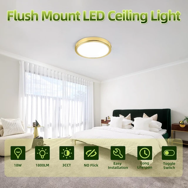 Alt view image 3 of 7 - hykolity 9 Inch Selectable CCT LED Round Flat Panel Light,1800LM,2 Pack
