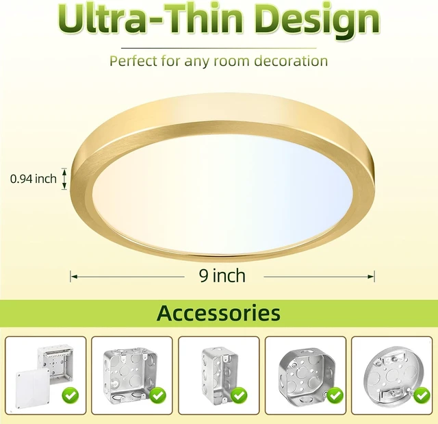 Alt view image 5 of 7 - hykolity 9 Inch Selectable CCT LED Round Flat Panel Light,1800LM,2 Pack