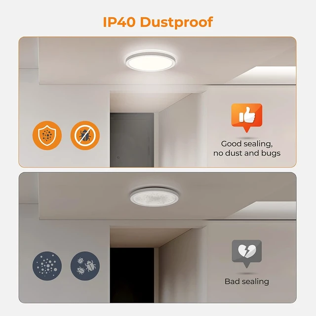 Alt view image 4 of 7 - BLNAN LED Flush Mount Ceiling Light, 12 Inch 24W 3000K/4000K/5000K Hardwire Light Fixture, Ultra Thin Round White Lamp for Kitchen Porch Bedroom Hallway Stairwell Basement, Non-dimmable 1 Pack