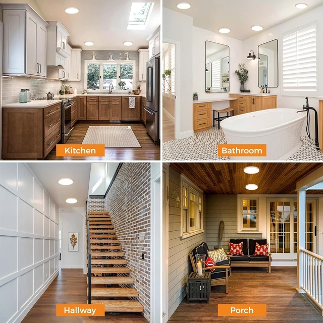 Alt view image 6 of 6 - 2PACK LED Flush Mount Ceiling Light Fixture, 3000K-4000K-6500K & 100W Equivalent Modern Kitchen Recessed Ceiling Lamp 15W 1500Lm 7.5 Inch Closet Round Surface for Bathroom Laundry Bedroom Hallway