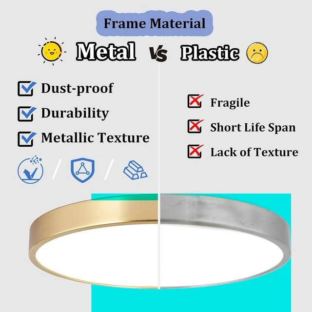 Alt view image 2 of 7 - SOTTAE 12 Inch Brushed Gold Metal Flush Mount LED Ceiling Light, 3000-5000K 20W Thin Round Modern Low Profile Ceiling Light Fixtures for Bedroom, Living Room, Kitchen, Entryway, Bathroom