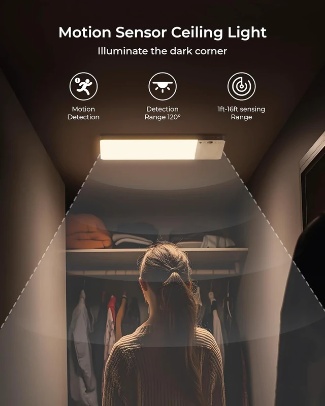 Alt view image 3 of 7 - Rechargeable Motion Sensor Ceiling Light Upgraded, Battery Closet Light