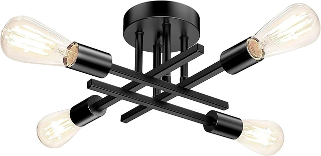 Main image of TOBUSA Modern 4-Light Semi Flush Mount Ceiling Light Fixture, Matte Black