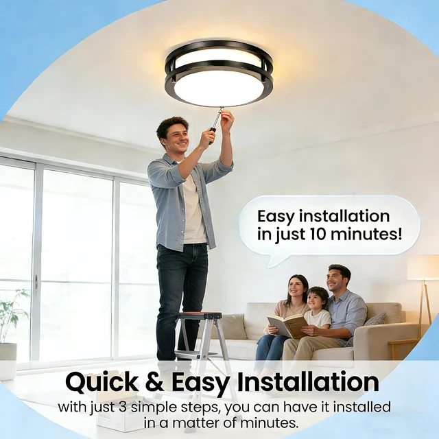 Alt view image 2 of 7 - 40W LED Flush Mount Ceiling Light Fixture, 400W Equivalent, 5000K Daylight