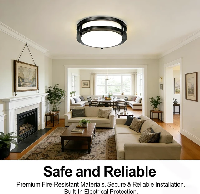 Alt view image 3 of 7 - 40W LED Flush Mount Ceiling Light Fixture, 400W Equivalent, 5000K Daylight
