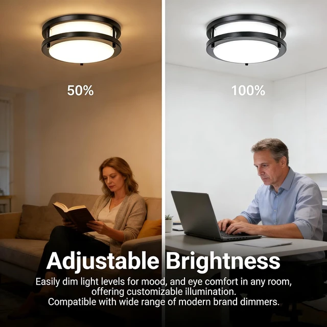 Alt view image 5 of 7 - 40W LED Flush Mount Ceiling Light Fixture, 400W Equivalent, 5000K Daylight