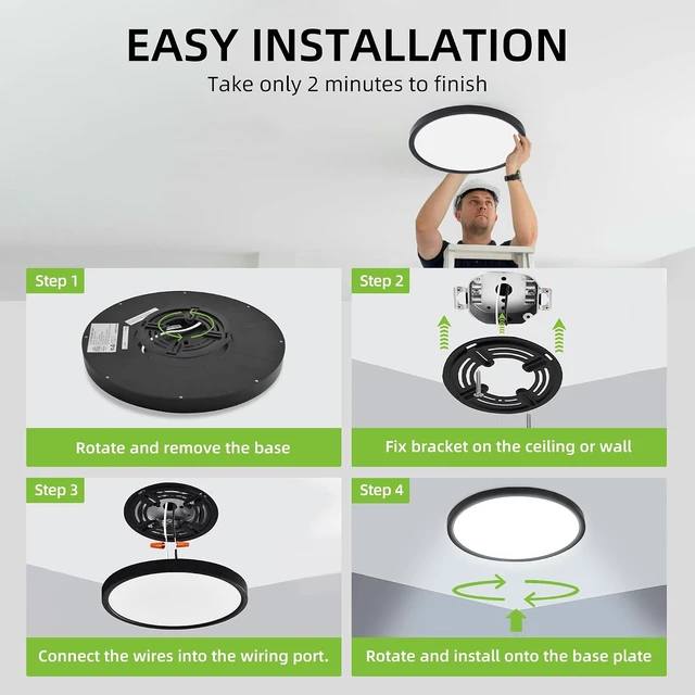 Alt view image 7 of 7 - hykolity 12 Inch Selectable CCT LED Round Flat Panel Light,2 Pack