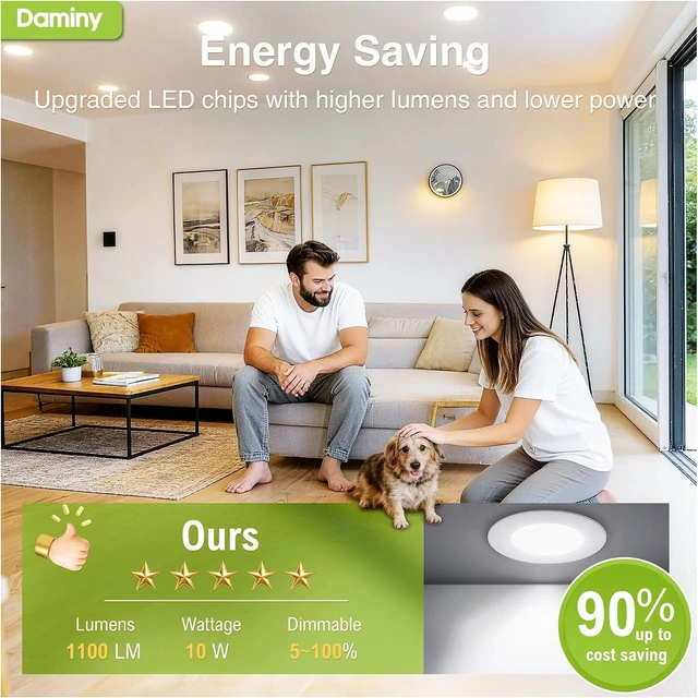 Alt view image 4 of 7 - DAMINY 24 Pack 6 Inch LED Recessed Lighting, Canless Wafer Downlight