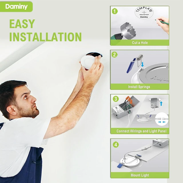 Alt view image 6 of 7 - DAMINY 24 Pack 6 Inch LED Recessed Lighting, Canless Wafer Downlight