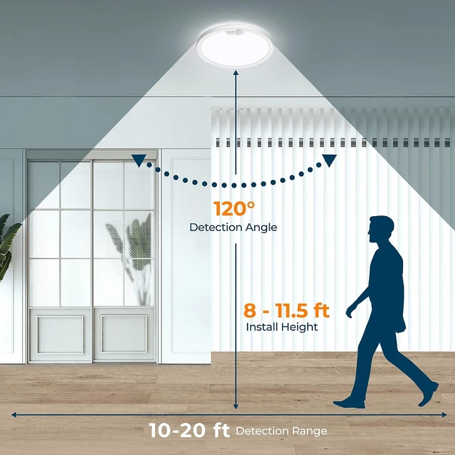 Alt view image 5 of 7 - BLNAN Motion Sensor Ceiling Light Wired, 12 Inch 3000K 4000K 5000K Selectable LED Flush Mount Light Fixture, Motion Activated Light with Timer for Hallway Stair Walk-in Closet, Non-Dimmable