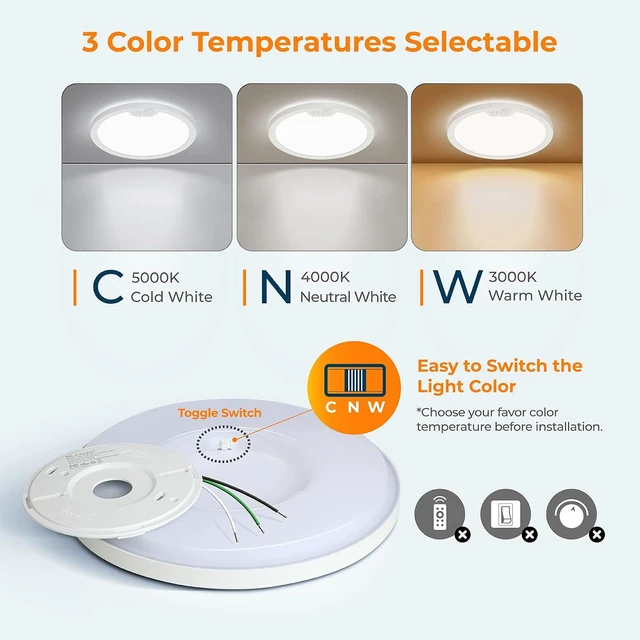Alt view image 2 of 7 - BLNAN Motion Sensor Ceiling Light Wired, 12 Inch 3000K 4000K 5000K Selectable LED Flush Mount Light Fixture, Motion Activated Light with Timer for Hallway Stair Walk-in Closet, Non-Dimmable