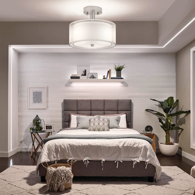 Alt view image 5 of 7 - 3-Light Semi Flush Mount Ceiling Light Fixture, Drum Light Ceiling Lighting