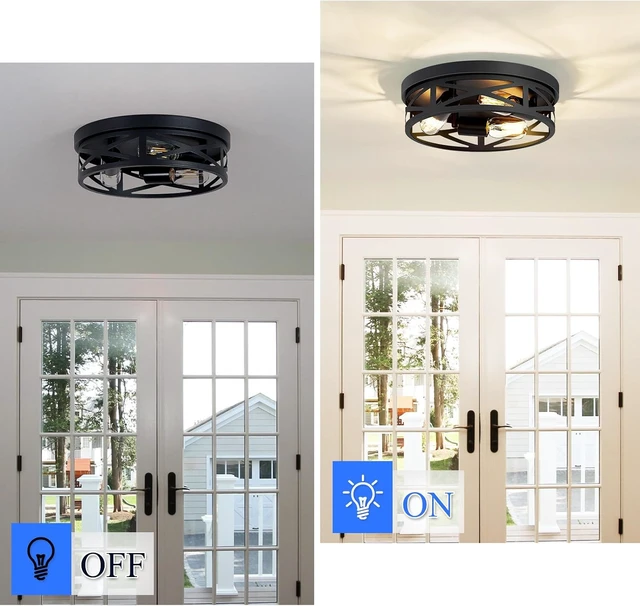 Alt view image 6 of 6 - SKEJAO Flush Mount Ceiling Light Fixture,3-Light Ceiling Light Fixture,Black Hallway Light Fixtures Ceiling,Light Fixtures Ceiling Mount for Kitchen,Farmhouse,Hall,Bedroom,Bathroom (1 Pack)