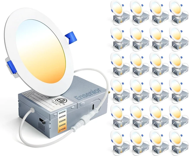 Main image of Ensenior 24Pack 4 Inch LED Recessed Ceiling Light, 5CCT, 750LM 9W 120V