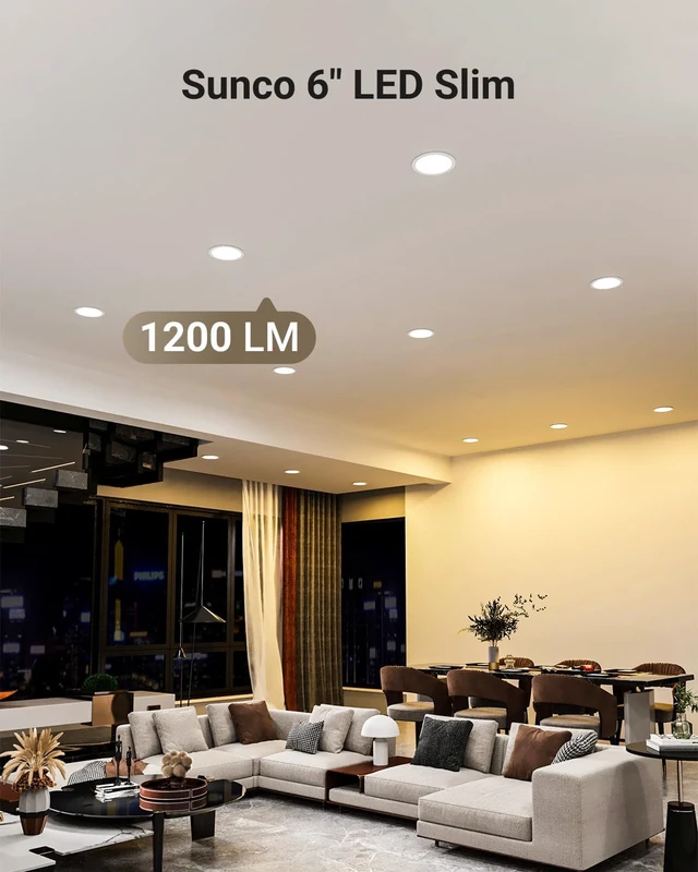 Alt view image 2 of 7 - Sunco 24 Pack 6 Inch Canless LED Ultra-Slim Recessed Light, 5CCT, 14W=100W