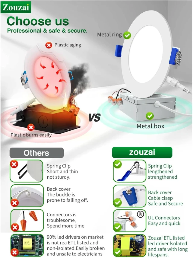 Alt view image 6 of 7 - zouzai 12 Pack 6 Inch LED Recessed Ceiling Light, 12W=110W, 5CCT, Dimmable