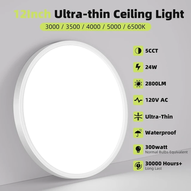 Alt view image 3 of 7 - hepside 12Inch Flush Mount Ceiling Light,5 Color Temperature Light Fixture