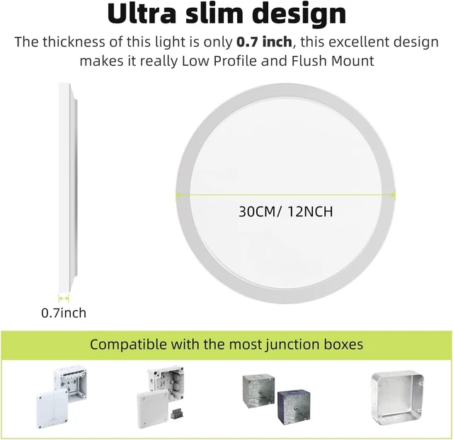 Alt view image 5 of 7 - hepside 12Inch Flush Mount Ceiling Light,5 Color Temperature Light Fixture