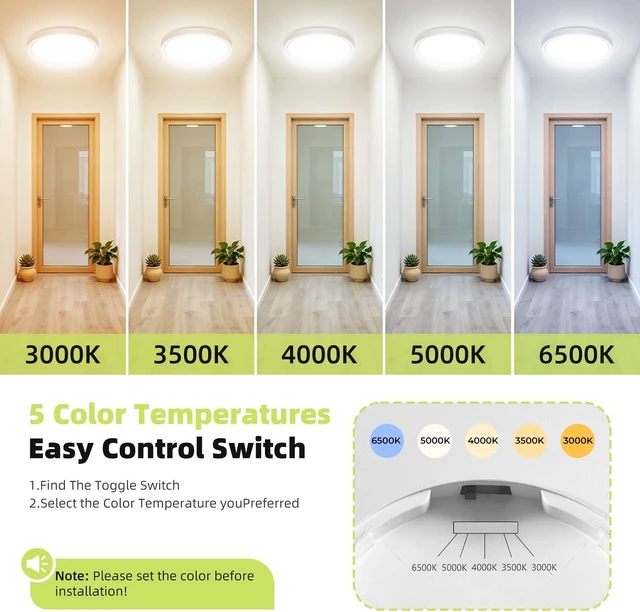 Alt view image 2 of 7 - hepside 12Inch Flush Mount Ceiling Light,5 Color Temperature Light Fixture