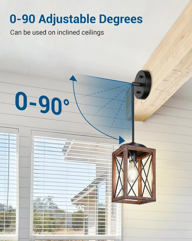 Alt view image 3 of 7 - DEWENWILS Farmhouse Pendant Light Kitchen Island Wood Grain Brown