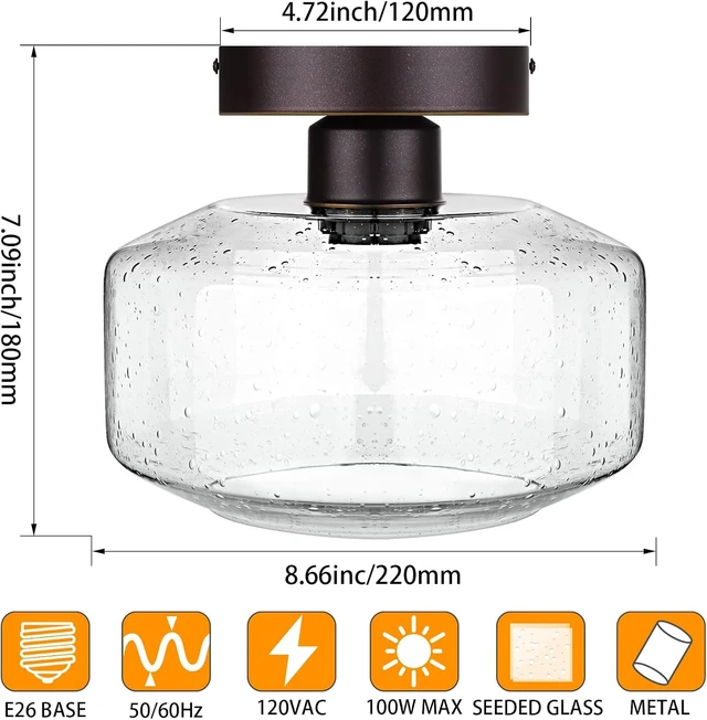 Alt view image 2 of 5 - SunRider Industrial Semi-Flush Mount Ceiling Lights Oil Rubbed Bronze