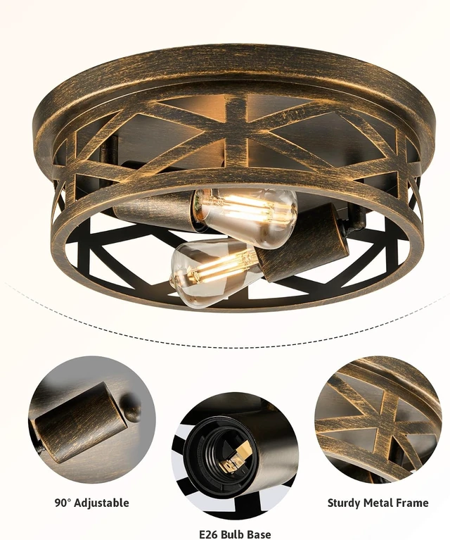 Alt view image 5 of 7 - VONLUCE Flush Mount Ceiling Light 11", 2-Light Hallway Light Fixture, 2 pcs