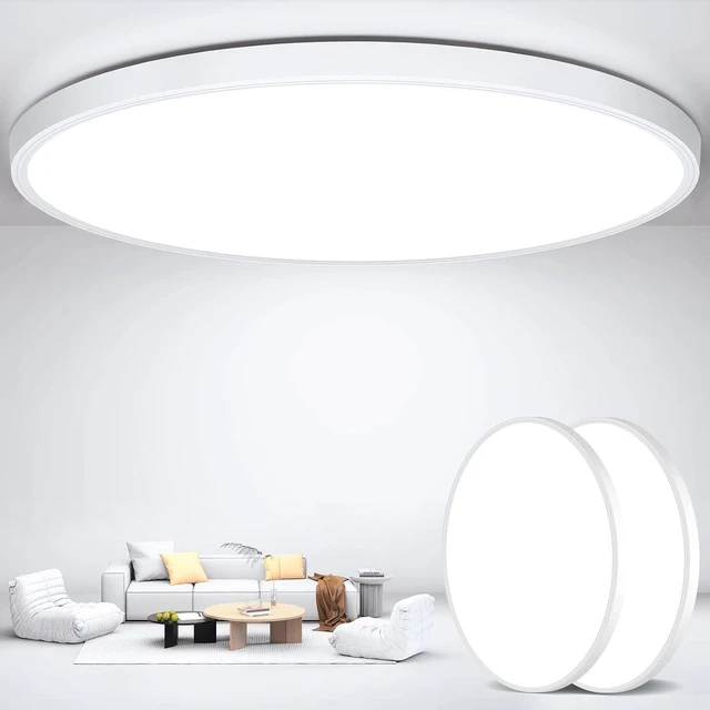 Main image of Flush Mount Ceiling Light Fixtures,12inch Flat led Light for Ceiling,6500K 3200LM Ultra Thin Round White Lamp for Bedroom Kitchen,Bathroom,Garage,Living Room, Dining Room - 2PCS