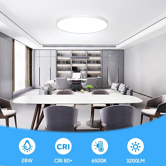Alt view image 2 of 6 - Flush Mount Ceiling Light Fixtures,12inch Flat led Light for Ceiling,6500K 3200LM Ultra Thin Round White Lamp for Bedroom Kitchen,Bathroom,Garage,Living Room, Dining Room - 2PCS