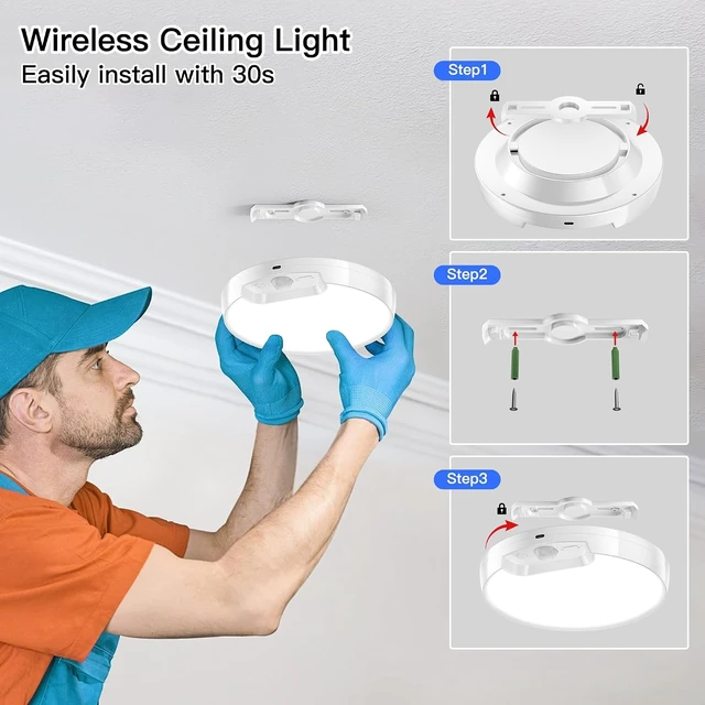 Alt view image 6 of 7 - Homelist Newly Upgraded 8000mAh Rechargeable Motion Sensor Ceiling Light
