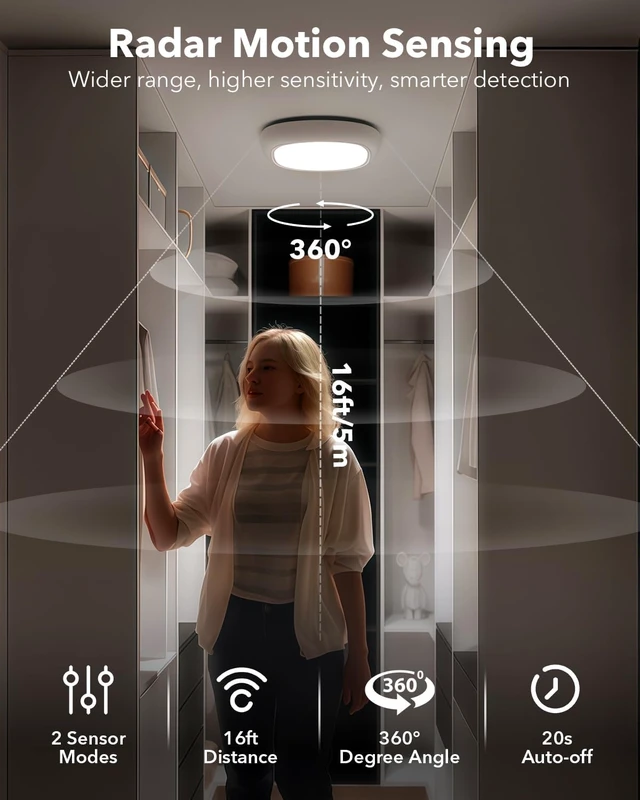 Alt view image 3 of 7 - IP54 Waterproof Shower Light, Rechargeable Ceiling Light with Remote