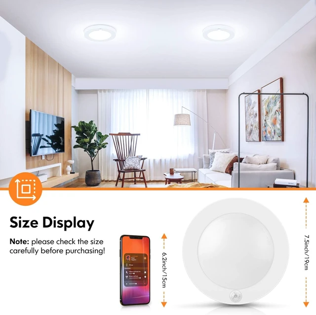 Alt view image 5 of 7 - Brightever 7.5 Inch Wired Motion Sensor Ceiling Light for Hallway 2 Pack
