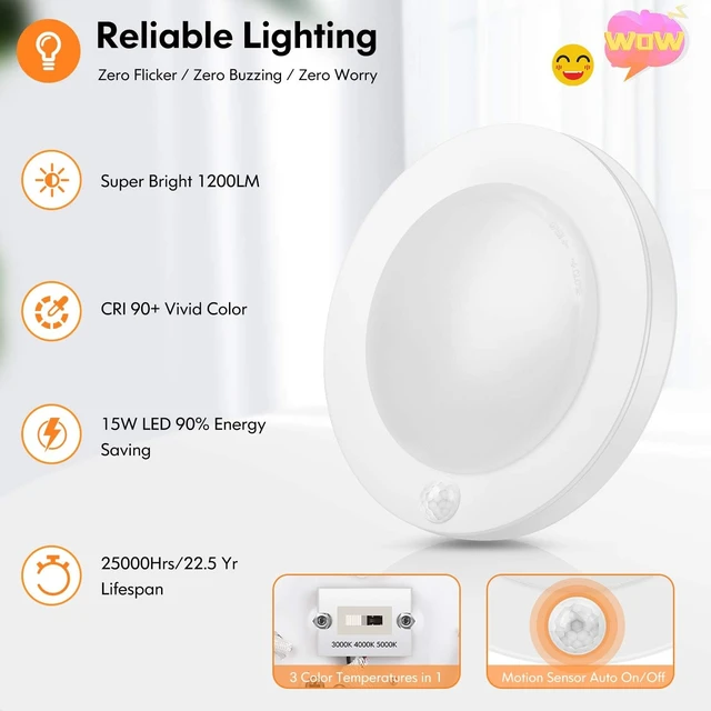 Alt view image 6 of 7 - Brightever 7.5 Inch Wired Motion Sensor Ceiling Light for Hallway 2 Pack