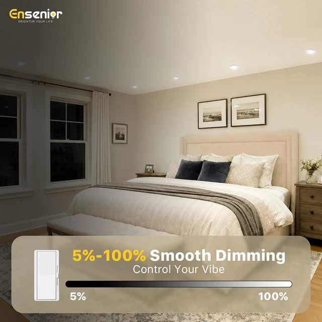 Alt view image 3 of 7 - Ensenior 16 Pack 3 Inch LED Recessed Ceiling Light, Dimmable, 2700K-5000K 5CCT, 500LM 6W 120V, High Brightness Canless Wafer Downlight - ETL&FCC&IC