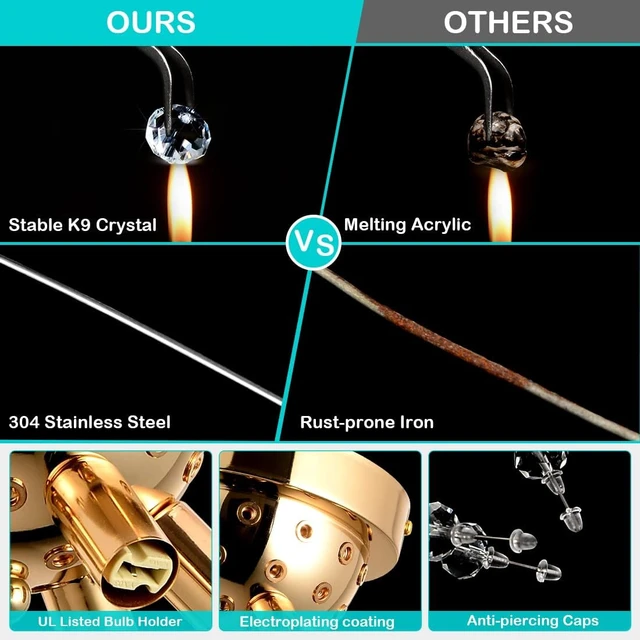 Alt view image 5 of 7 - HMVPL Flush Mount Ceiling Lights, Modern Gold Crystal Sputnik Firework Close to Ceiling Lamp LED Ceiling Lighting Fixtures for Bedroom Kitchen Island Hallway Entryway Porch Gazebo