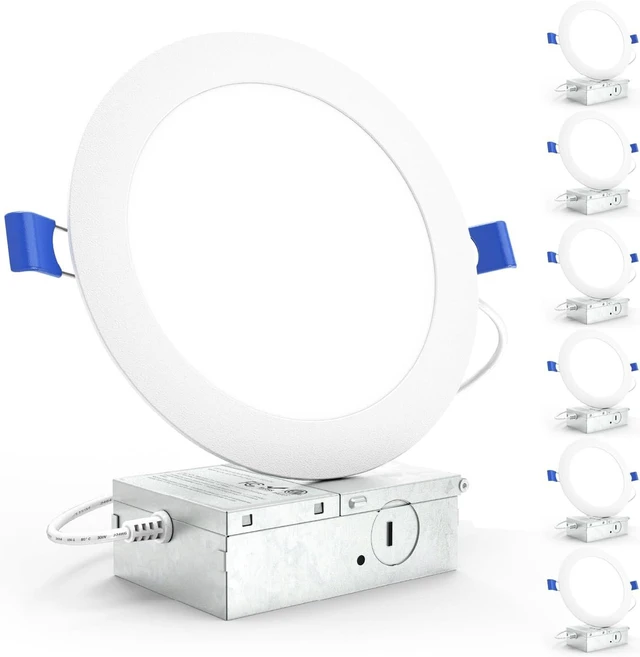 Main image of Sunco 6 Pack 6 Inch Canless LED Ultra-Slim Recessed Light, 14W-100W