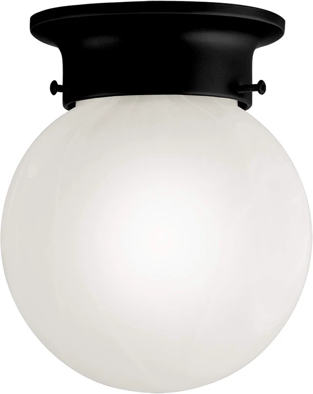 Alt view image 2 of 7 - Design House Millbridge Globe 6 Inch Diameter Indoor Ceiling Light Fixture, for Bedroom, Hallway, Closet & Dining Room, Alabaster Glass, Matte Black, 588483