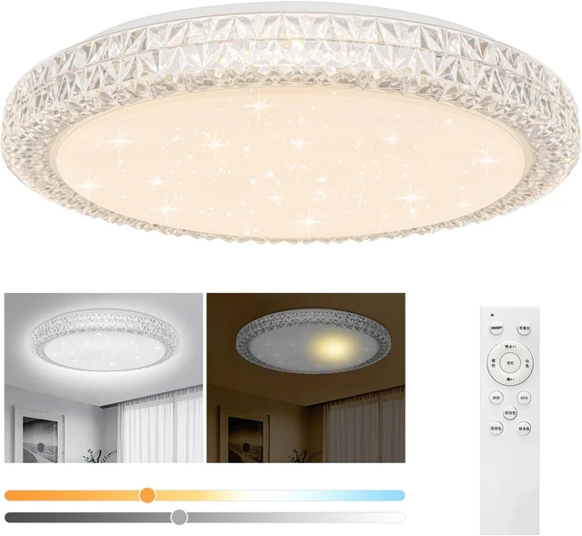 Alt view image 4 of 5 - OOWOLF LED Ceiling Light, 40W 15.4 Inch Dimmable Ceiling Light Brightness Adjustable LED Fixture Lamp Modern Ceiling Lamp Close to Ceiling Lights for Bedroom Kitchen Living Room Lighting, 3000-6000K