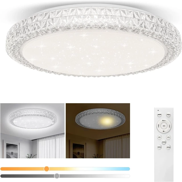Alt view image 5 of 5 - OOWOLF LED Ceiling Light, 40W 15.4 Inch Dimmable Ceiling Light Brightness Adjustable LED Fixture Lamp Modern Ceiling Lamp Close to Ceiling Lights for Bedroom Kitchen Living Room Lighting, 3000-6000K