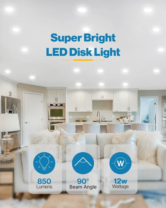 Alt view image 2 of 7 - Sunco 24 Pack 6 Inch Flush Mount LED Ceiling Disk Lights, 12W=65W Dimmable