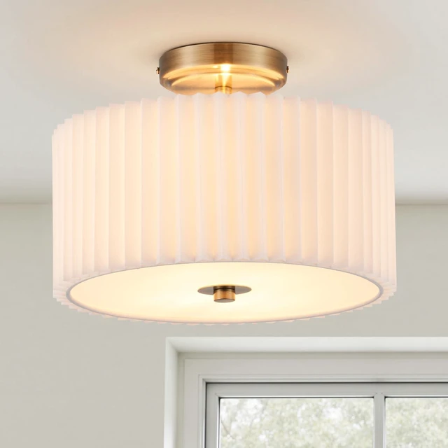 Main image of VONLUCE 12.2" Semi Flush Mount Ceiling Light, 2-Light Drum Light Fixture