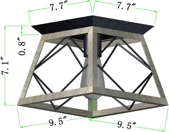 Alt view image 7 of 7 - Q&S Rustic Farmhouse Ceiling Light Fixture Flush Mount Vintage Ceiling Lights for Hallway Entryway Kitchen Dining Room Bedroom,Wrought Iron Oak White and ORB 1 Light E26