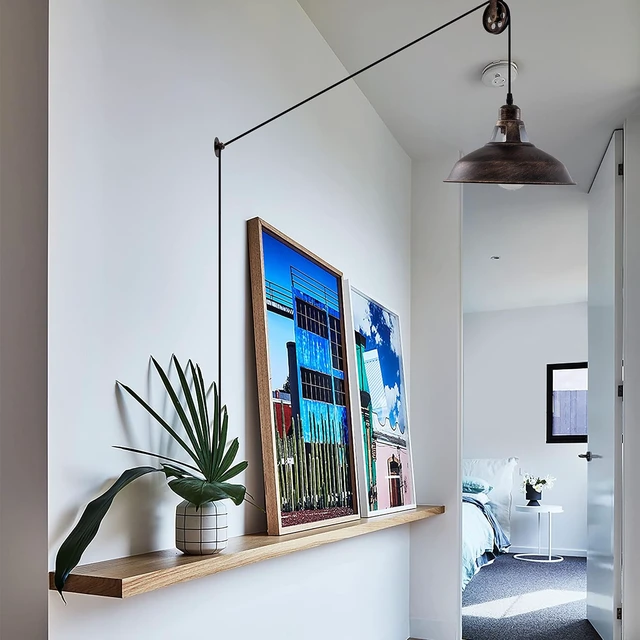 Alt view image 4 of 7 - Plug in Pendant Light Industrial Pulley Pendant Lamp E26 Vintage Hanging Light Fixture With 16.4ft Cord On/Off Switch For Pool Table,Houseplant Grow lights,Kitchen Island,Sink 2 Pack Aged Bronze