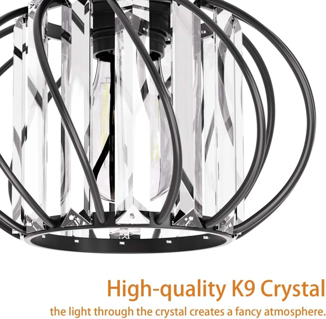 Alt view image 2 of 7 - Black Crystal Ceiling Light Fixture - Crystal Chandelier Small Semi Flush Mount Ceiling Light Modern Lights Ceiling mount for Hallway Kitchen Entryway Bedroom Bathroom (2 Pack, 7.48 Inch)
